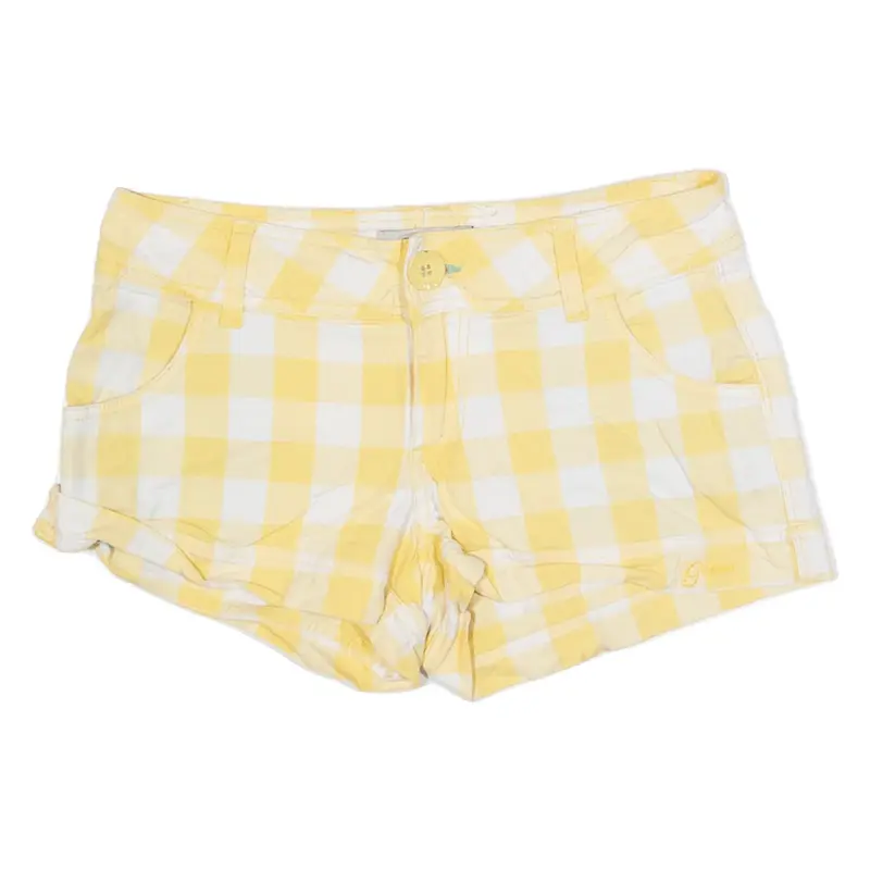 GUESS Womens Casual Shorts Yellow Check S W28