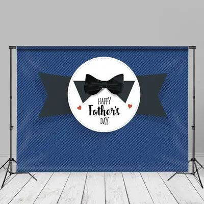 Black Bow Tie Blue Backdrop For Fathers Day Party - Aperturee