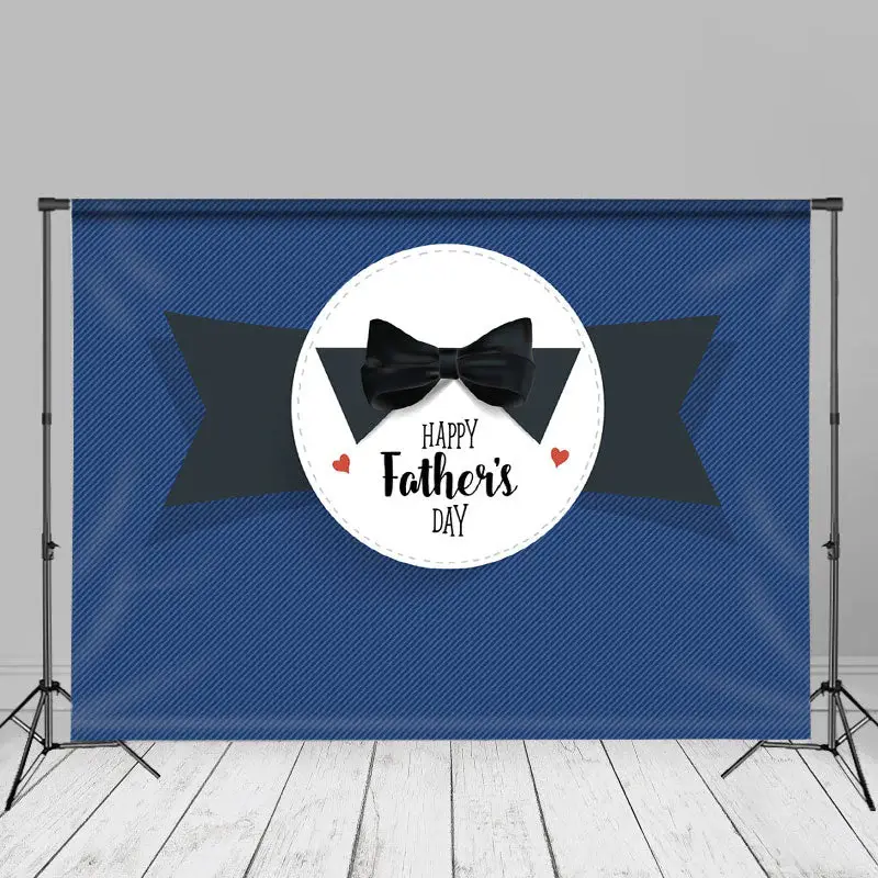 Black Bow Tie Blue Backdrop For Fathers Day Party - Aperturee