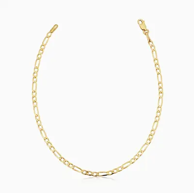 14K Gold Figaro Petite Anklet Chain 2.5mm