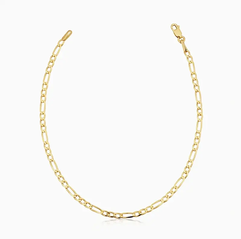 14K Gold Figaro Petite Anklet Chain 2.5mm