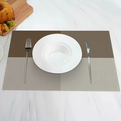 Brown And Grey Rectangles Simple Set Of 4 Placemats - Aperturee