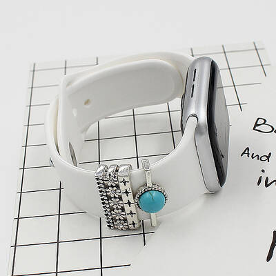 Half Round Synthetic Turquoise Watch Band Charms Set