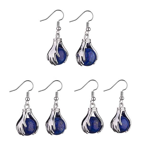 Natural Dyed Lapis Lazuli Palm Dangle Earrings