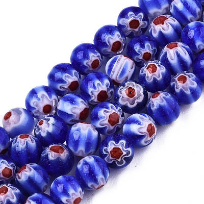 Round Millefiori Glass Beads Strands