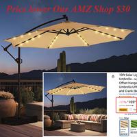 【Price lower AMZ $30】Base Solar Lights Offset Cantilever Patio Umbrella - w/Light and Base, Offset Hanging Patio Outdoor ...