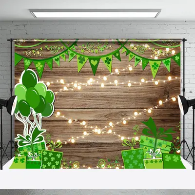 Green Clovers Wooden Wall St Patricks Day Backdrop - Aperturee