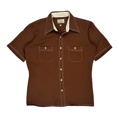 Arrow Short Sleeve Shirt - Large Brown Polyester