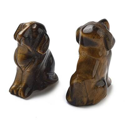 Natural Tiger Eye Carved Dog Figurines