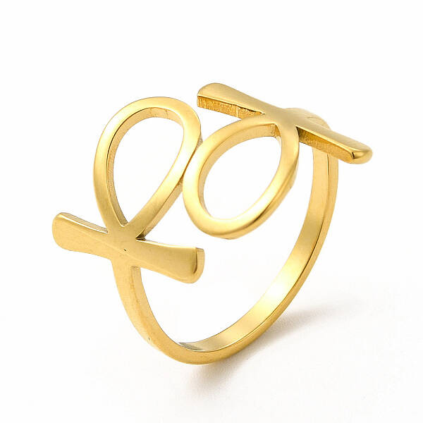 Ion Plating(IP) 304 Stainless Steel Feminie Sign Open Cuff Ring for Women