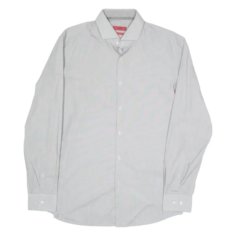 HUGO BOSS Slim Shirt Black Striped Long Sleeve Mens M