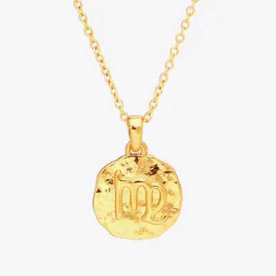 18K Gold Star Sign Zodiac Constellation Pendant Necklace - Circle