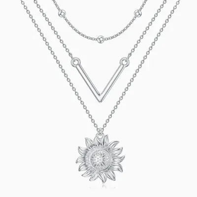 Sterling Silver Sunflower Layered Necklace