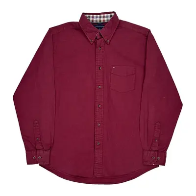 Tommy Hilfiger Shirt - Medium Burgundy Cotton | Size: medium