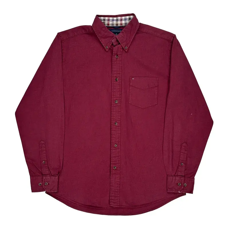 Tommy Hilfiger Shirt - Medium Burgundy Cotton | Size: medium