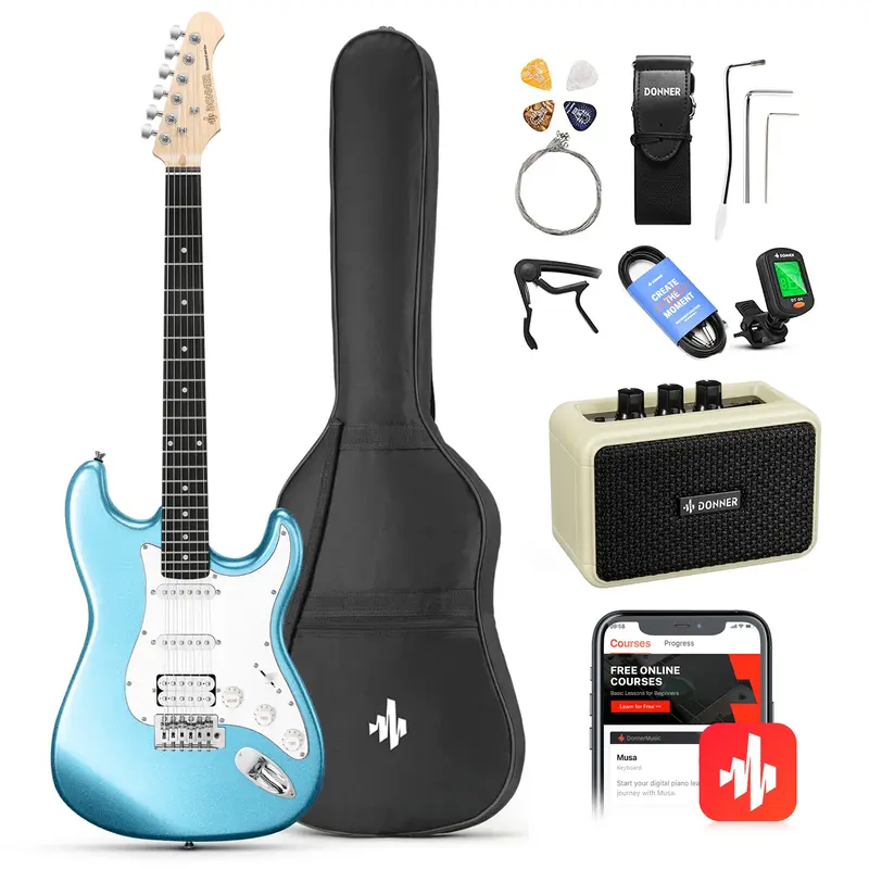 Donner DST-100 HSS Electric Guitar Kit - Lake Blue