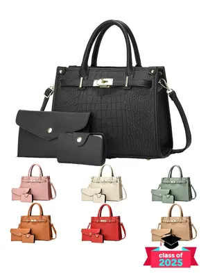 Women's Fashionable Handbag & Crossbody Bag & Wallet, Casual Versatile Large Capacity Shoulder Bag Set, Trendy All-match Bag ...