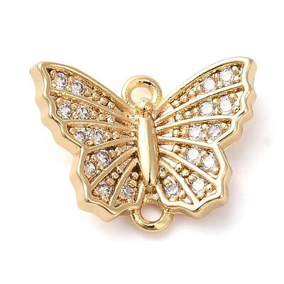 Brass Micro Pave Clear Cubic Zirconia Connector Charms
