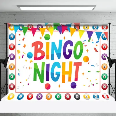 Big Lottery Colorful Ball Bingo Night Party Backdrop