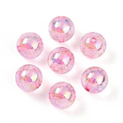 UV Plating Transparent Rainbow Iridescent Acrylic Beads