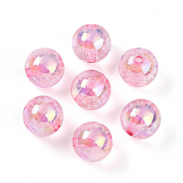 UV Plating Transparent Rainbow Iridescent Acrylic Beads