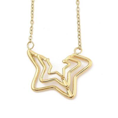 304 Stainless Steel Star Outline Pendant Cable Chain Necklaces