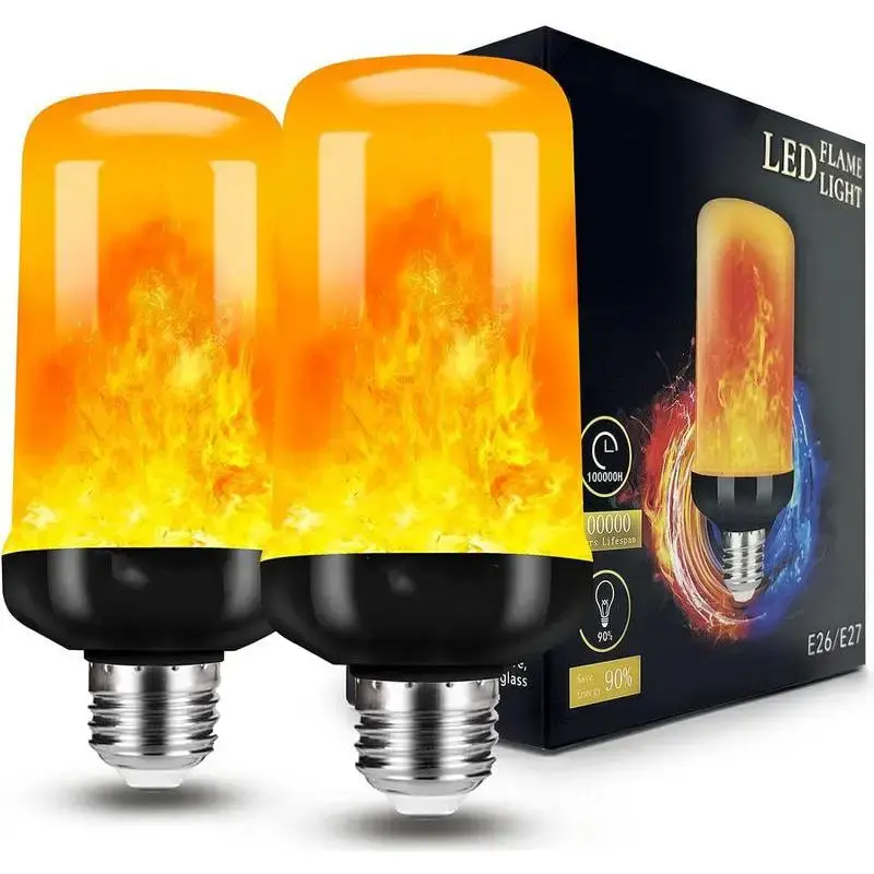 【Upgraded】 LED Flame Light Bulbs, 4 Modes Flickering Light Bulbs with Upside Down Effect, E26/E27 Flame Bulb for Hallowee...