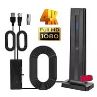 4K Ultra HD Digital Ground Wave TV Antenna, USB Powered Indoor Signal Booster with 5m Cable, Compatible with Smart & Old TVs,...