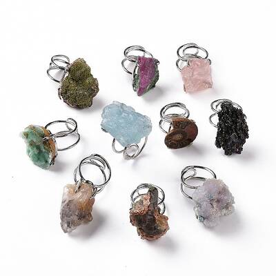 Gemstone Nuggets Cuff Ring