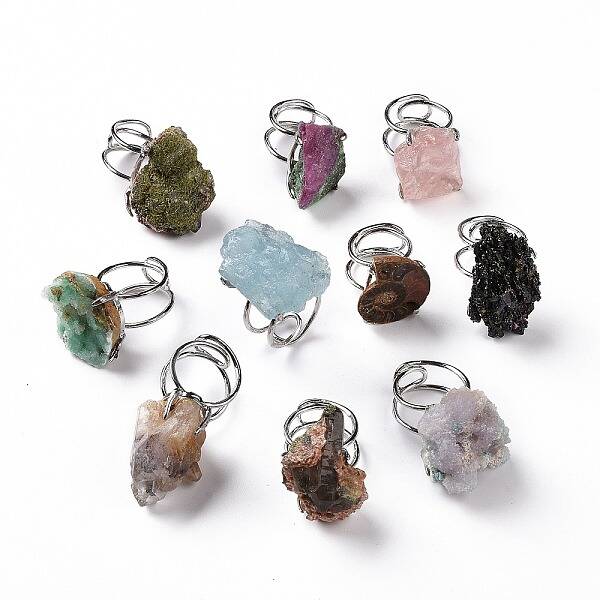 Gemstone Nuggets Cuff Ring
