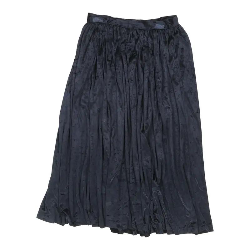 Unbranded Midi Pleated Skirt - 27W UK 8 Navy Polyester Blend