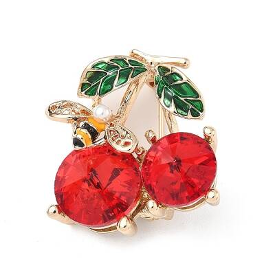 Cherry with Bee Enamel Pins