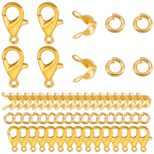 Zinc Alloy Lobster Claw Clasps & Brass End Bead Tips & Jump Rings Findings Kits