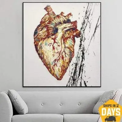Extra Large Abstract Heart Painting Original Fine Art Realistic Paintings On Canvas Oil Painting Creative Wall Art | LIFE SOU...