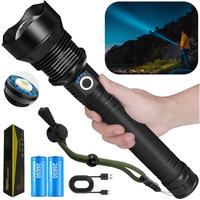 TAZTIR P70 ultra bright rechargeable LED flashlight, 10000mAh long battery life, 5 adjustable modes, IPX7 waterproof, aluminu...