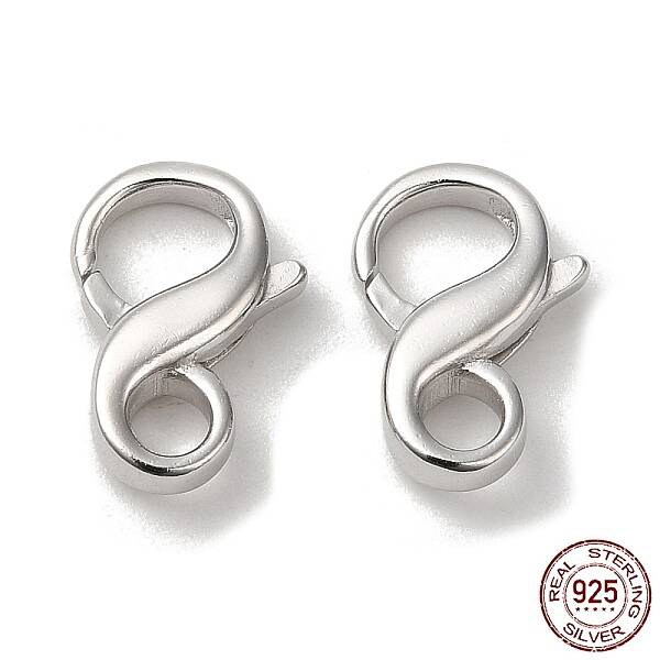 Anti-Tarnish Rhodium Plated 925 Sterling Silver Lobster Claw Clasps