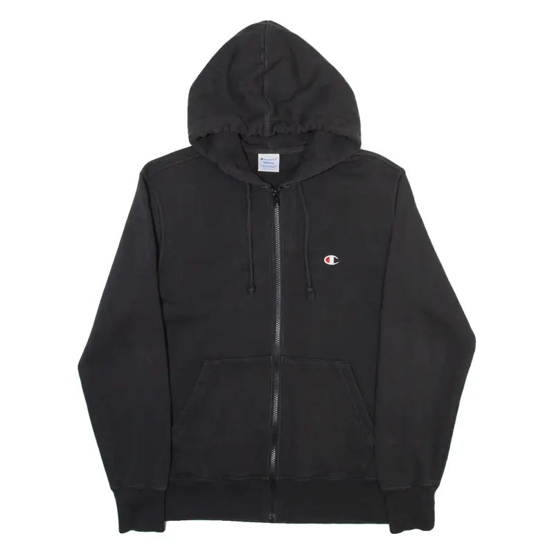 CHAMPION Mens Black Hoodie Full Zip M