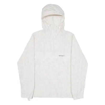 CARHARTT Windbreaker Womens Anorak Jacket White Nylon Hooded Geometric XS