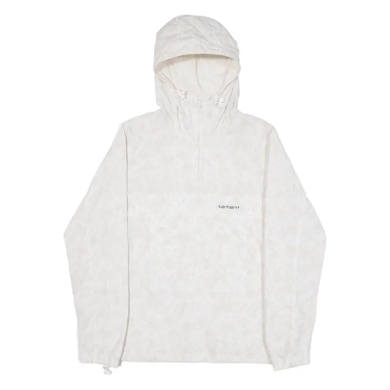 CARHARTT Windbreaker Womens Anorak Jacket White Nylon Hooded Geometric XS