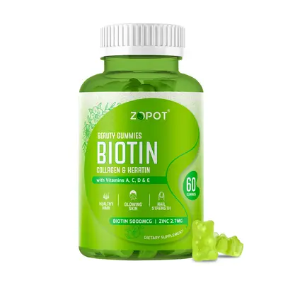 ZOPOT Biotin Beauty Gummies - Healthy Hair, Glowing Skin, Strong Nails