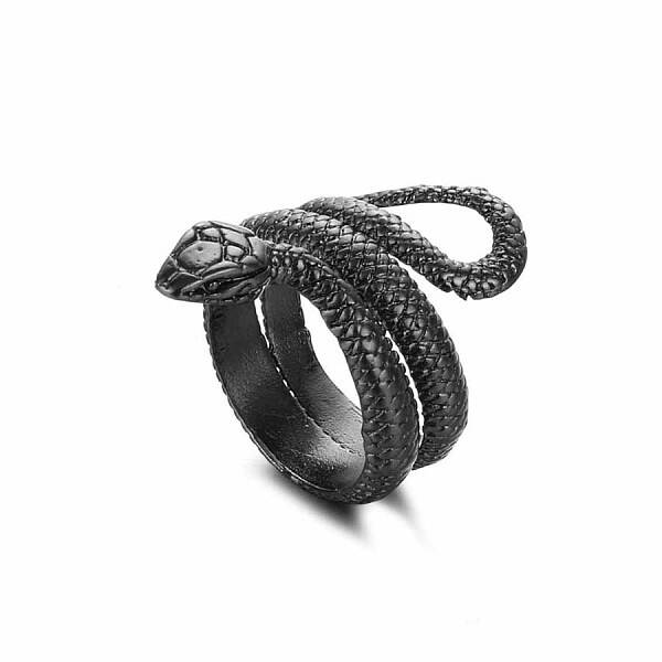 Alloy Punk Snake Open Cuff Rings for Men