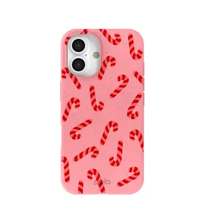 Bubblegum Pink Candy Cane Chaos iPhone 16 Case