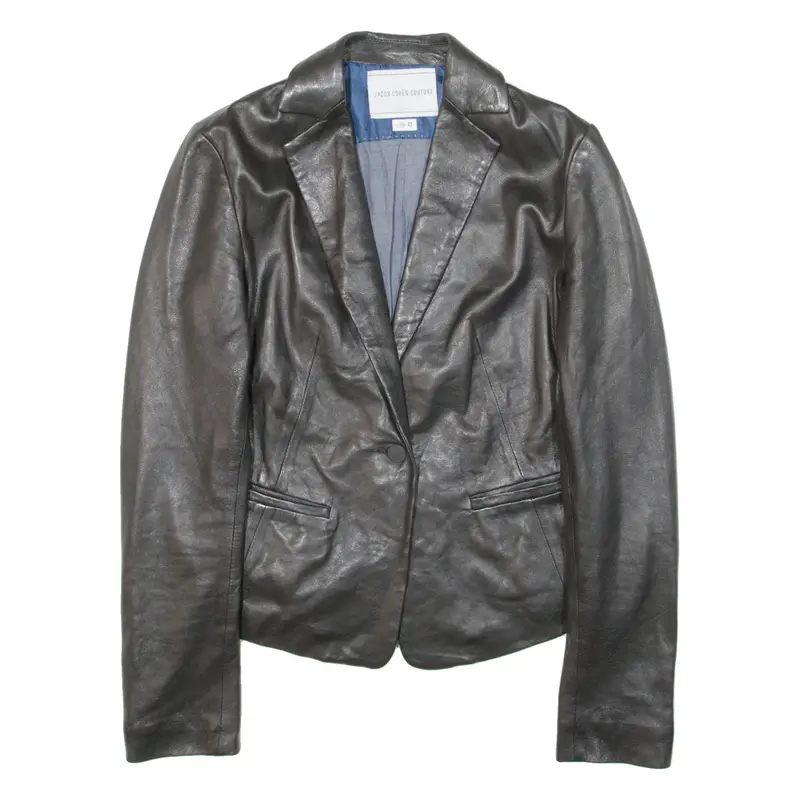JACOB COHEN COUTURE Womens Blazer Jacket Black Leather M