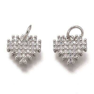 Brass Micro Pave Clear Cubic Zirconia Charms