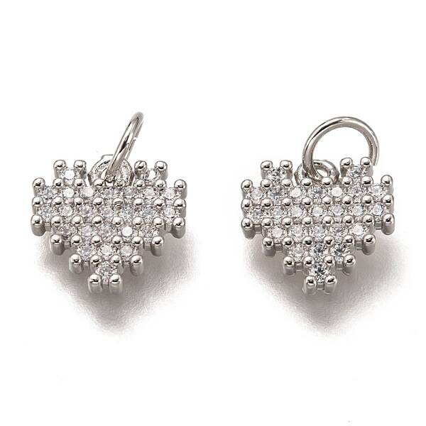 Brass Micro Pave Clear Cubic Zirconia Charms