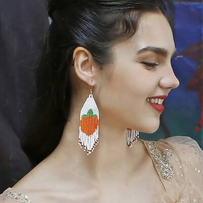 Bohemia Glass Seed Bead Dangle Earrings