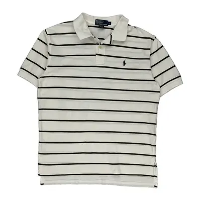 Polo By Ralph Lauren Striped Polo Shirt - Large White Cotton