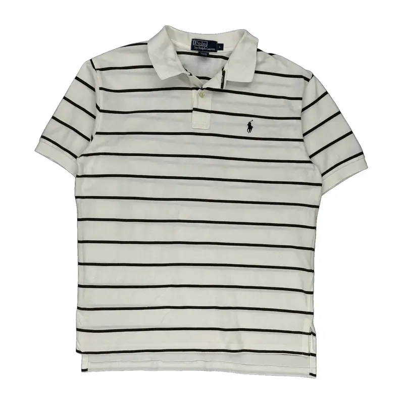Polo By Ralph Lauren Striped Polo Shirt - Large White Cotton