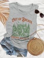Women's Vintage Raccoon & Letter Print Tank Top, Casual Sleeveless Round Neck Top for Daily Wear, Ladies Clothes for All Seas...