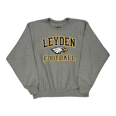 Reverse Weave Leyden Football Champion Sweatshirt - Large Grey Cotton Blend